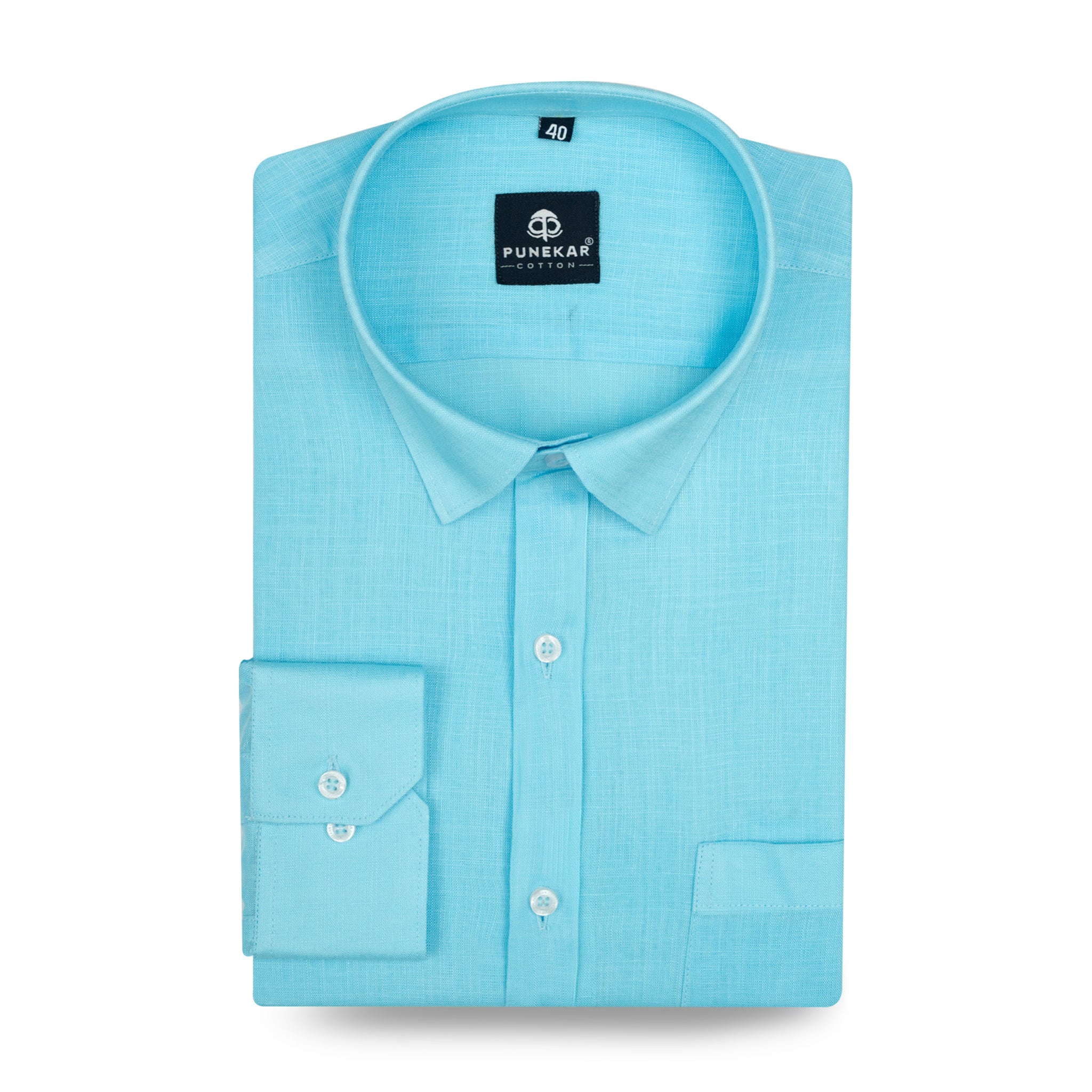 Sky Blue Color 80s Lino Lyocell Shirt For Men