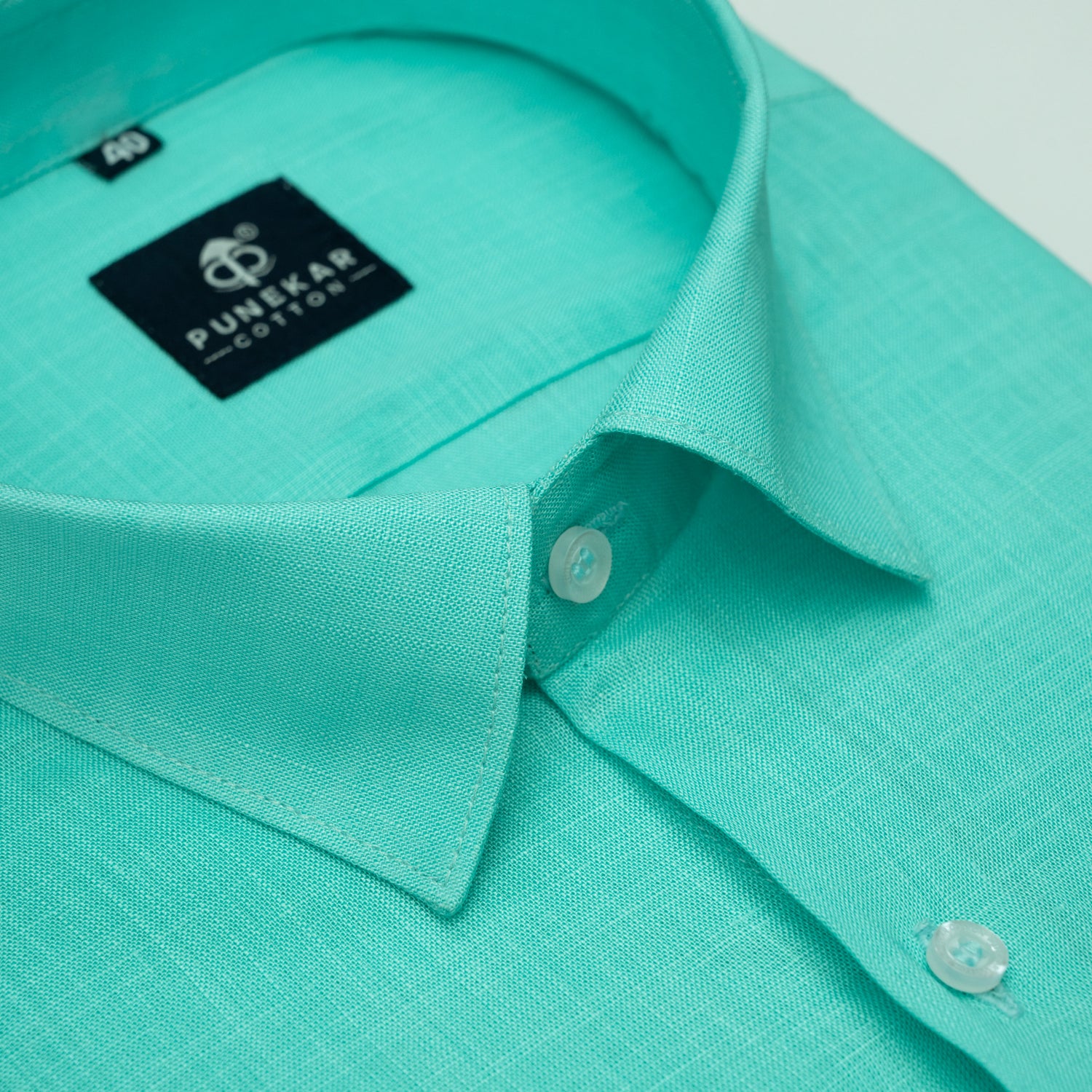 Turquoise Color 80s Lino Lyocell Shirt For Men