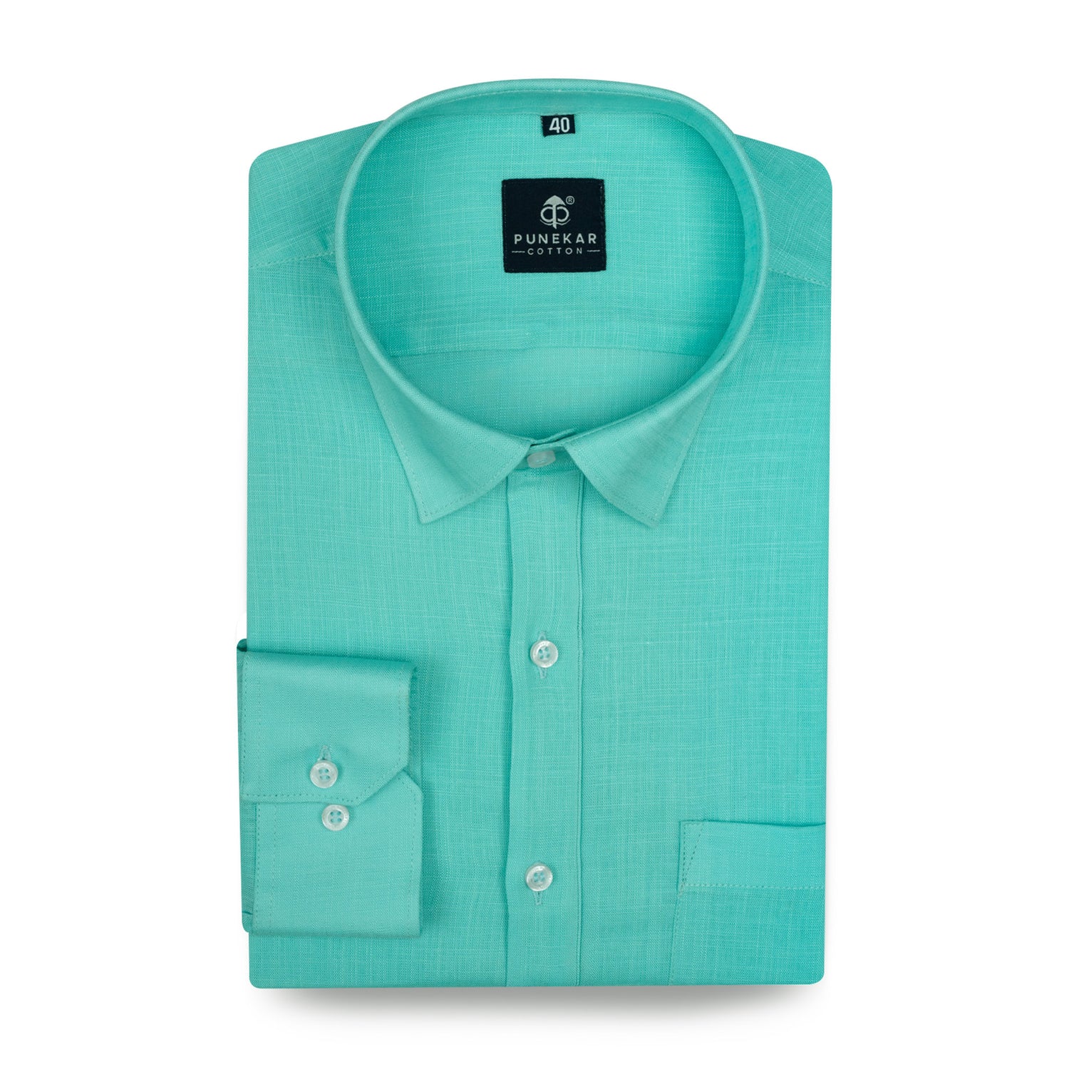 Turquoise Color 80s Lino Lyocell Shirt For Men