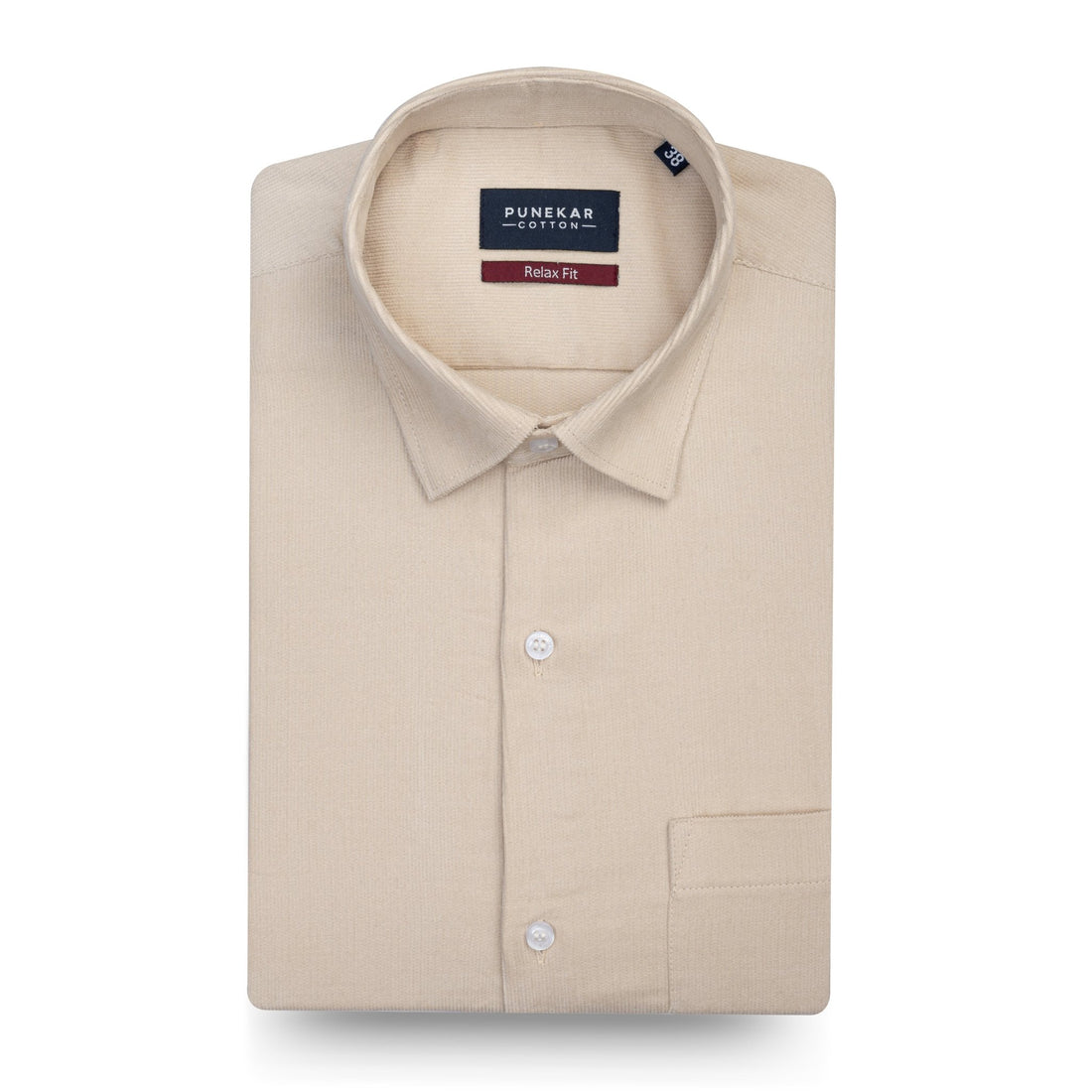 Beige Color Corduroy Shirt For Men - Punekar Cotton