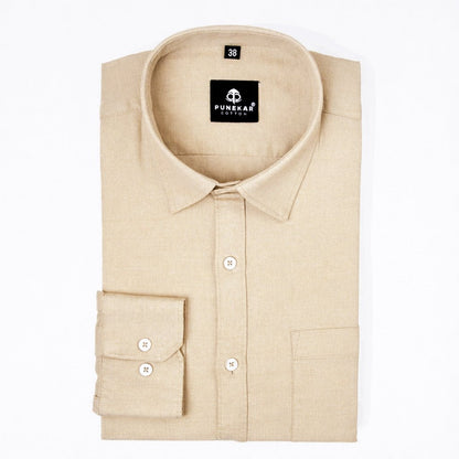 Beige Color Cotton Linen Shirt For Men - Punekar Cotton