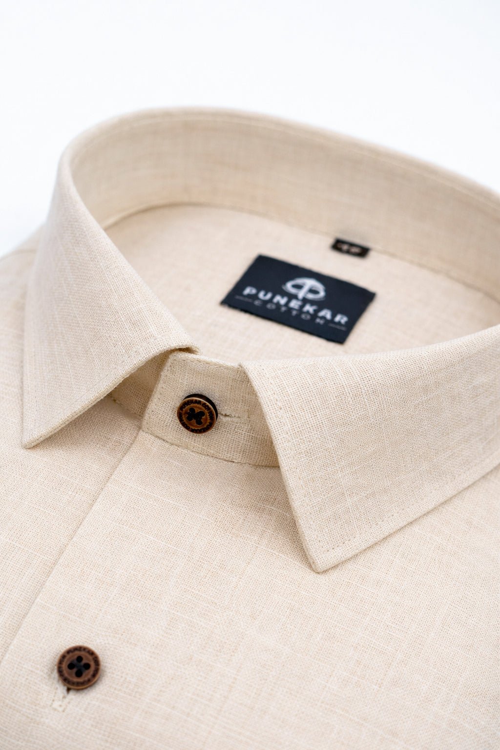 Beige Color Linen Formal Shirts For Men - Punekar Cotton