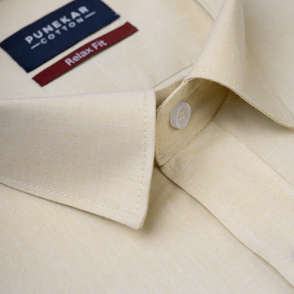 Beige Colour Signature Classic Oxford Shirt For Men - Punekar Cotton