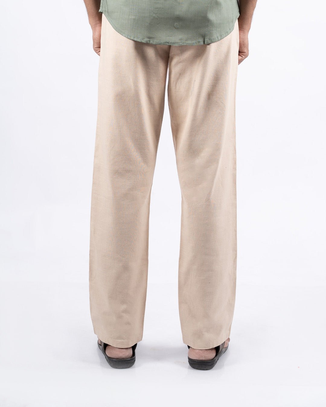 Beige Everyday Cotton Linen Straight-Fit Pants for Men - Punekar Cotton
