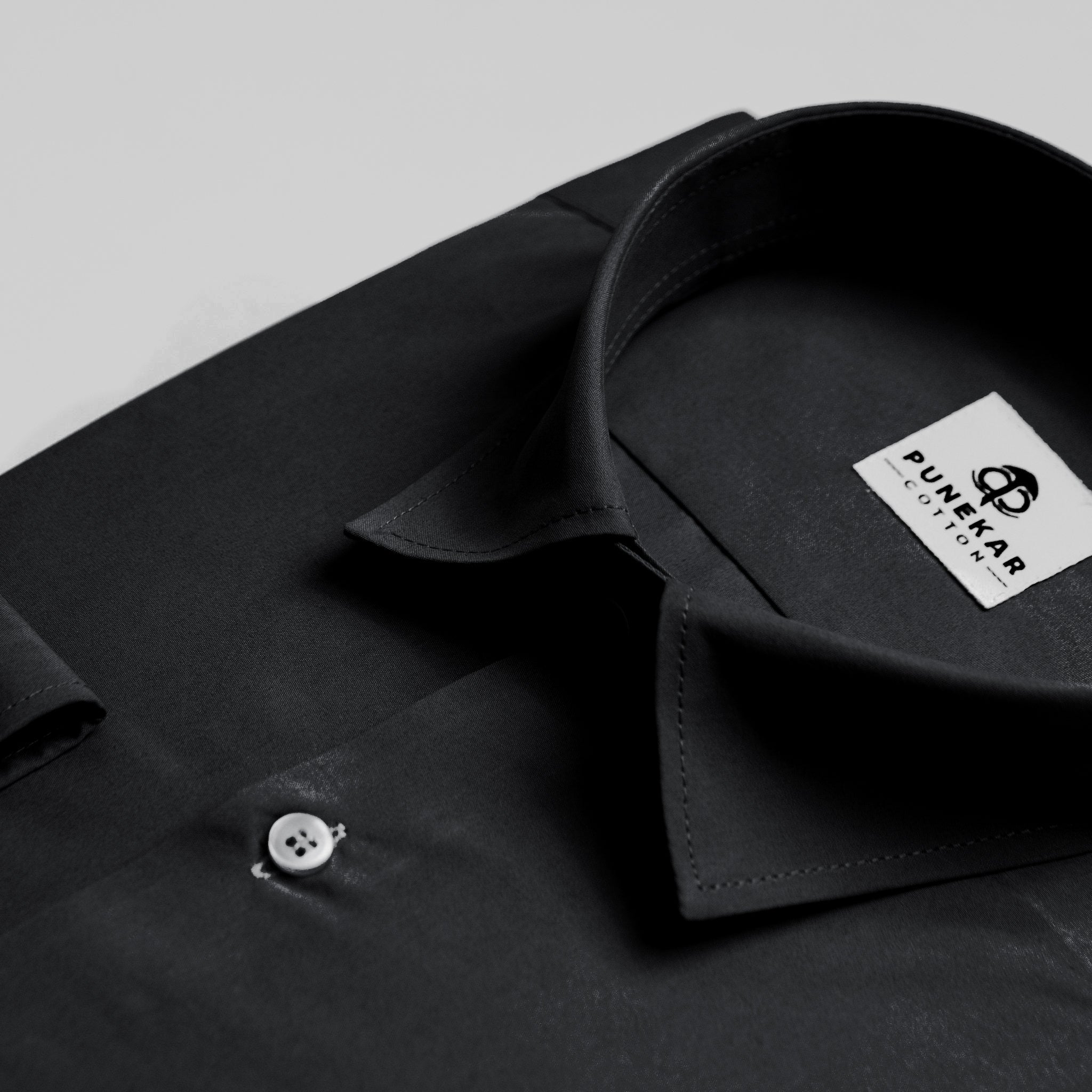 Black Color Lycra Twill Cotton Shirt For Men - Punekar Cotton