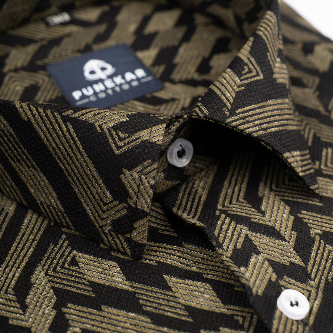 Black Golden Color Arrow Printed Cotton Shirt For Men - Punekar Cotton