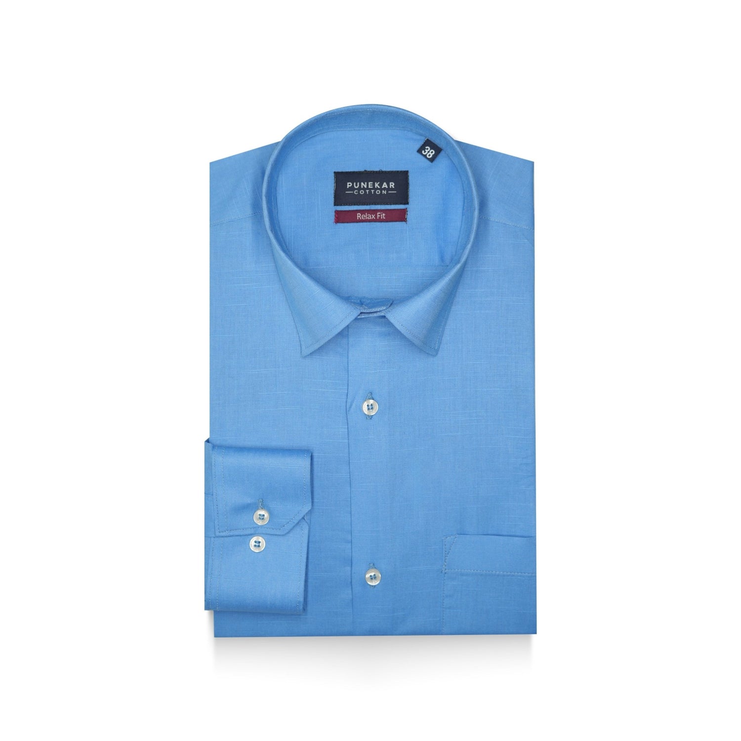 Blue Color Solid Pure Cotton For Men - Punekar Cotton