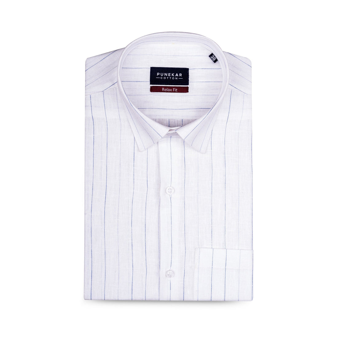 Blue White Colour Cotton Linen Lining Shirt For Men - Punekar Cotton