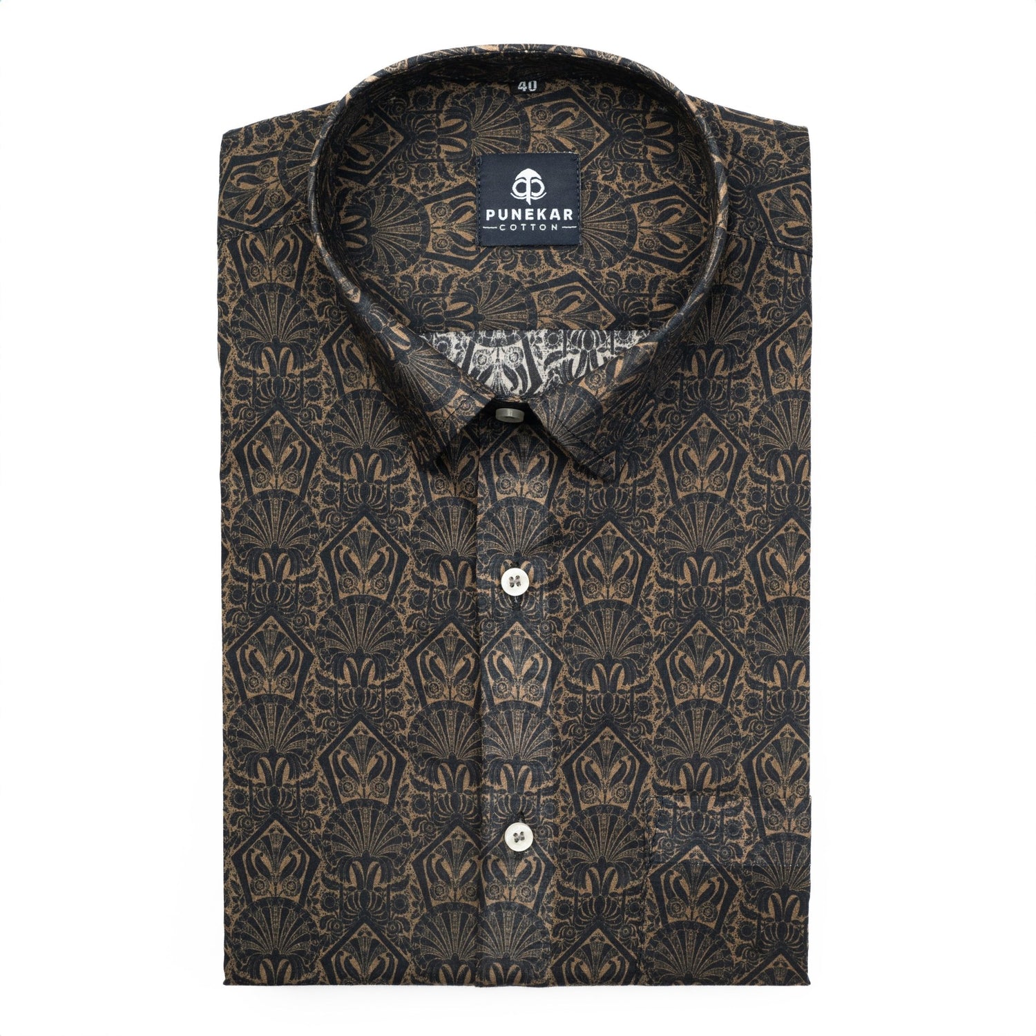 Brown Color Moroccan Wool Cotton Shirt For Men - Punekar Cotton