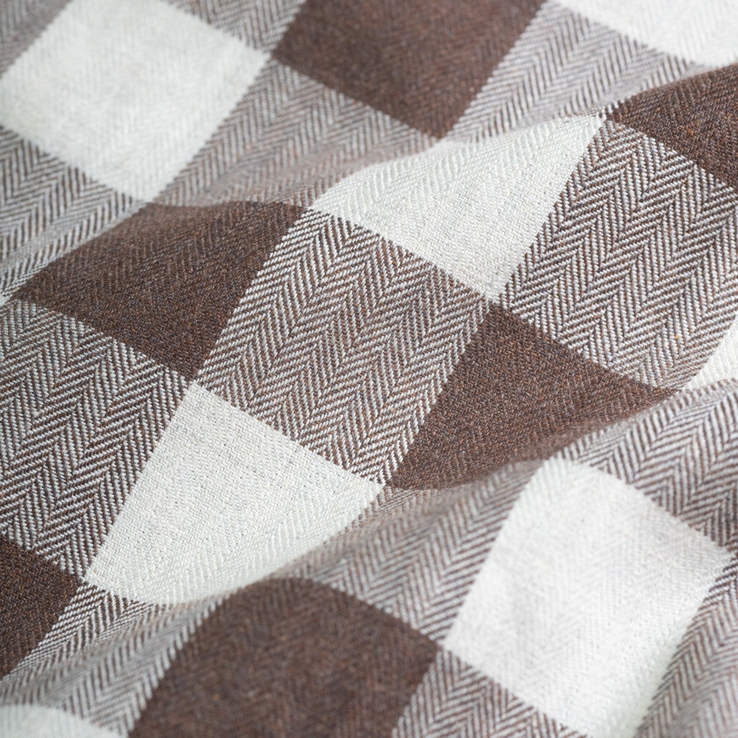 Brown Heritage Herringbone Checks Cotton Shirt for Men - Punekar Cotton