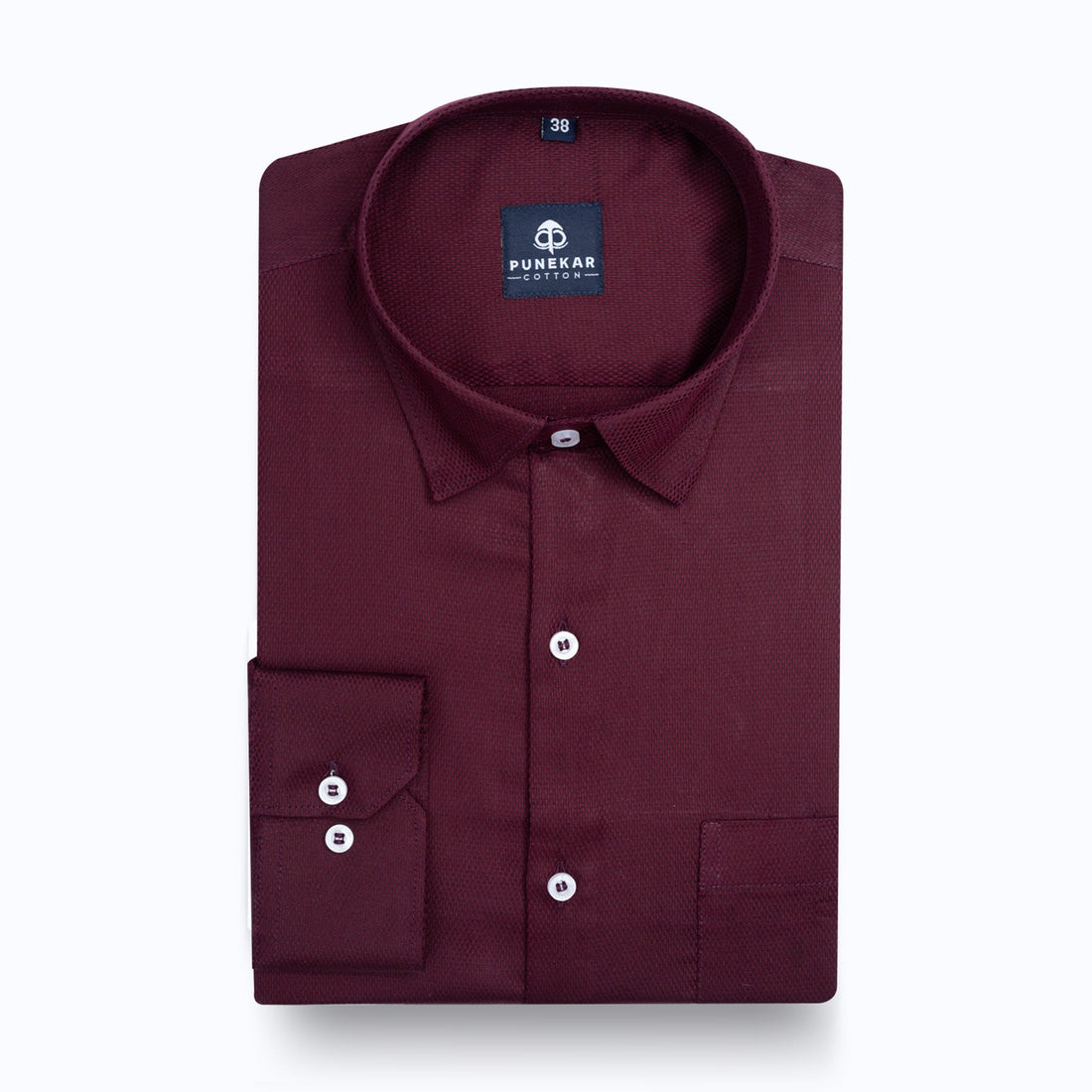 Burgundy Wine Softweave Cotton Tencel Textured Shirt For Men - Punekar Cotton