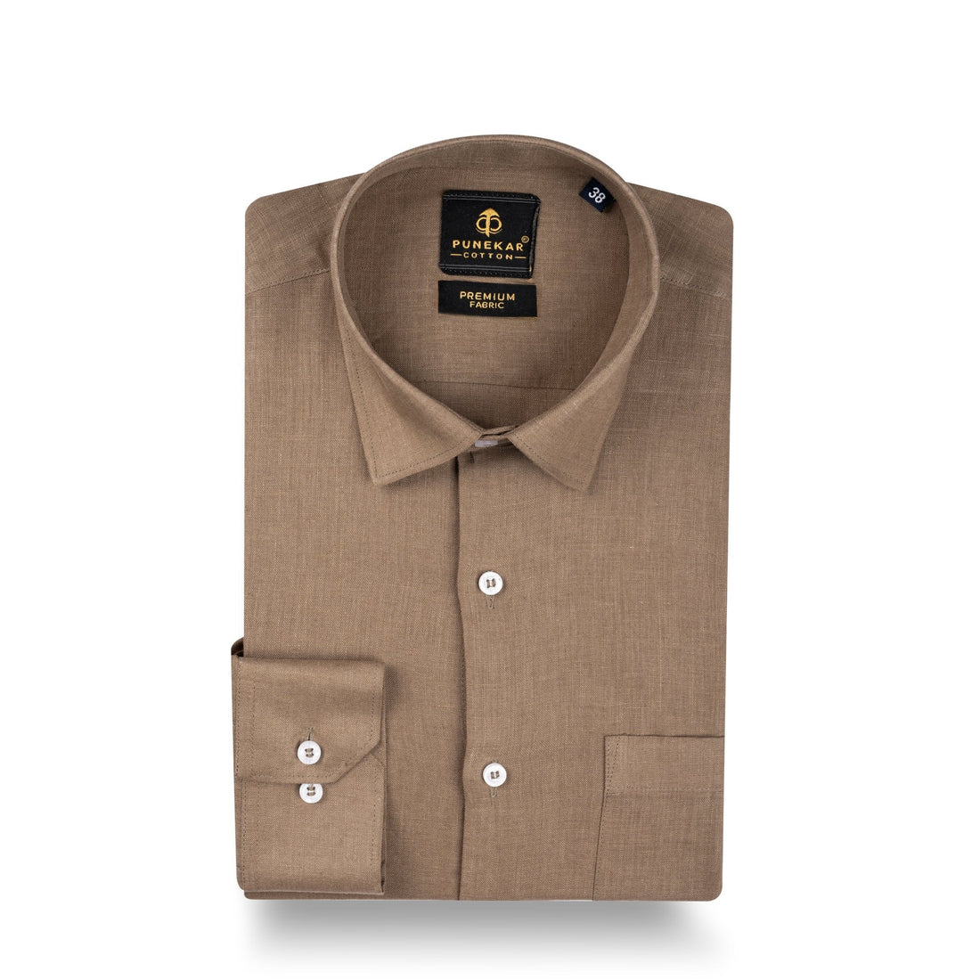 Camel Color 60Lea Pure Linen Shirt For Men - Punekar Cotton