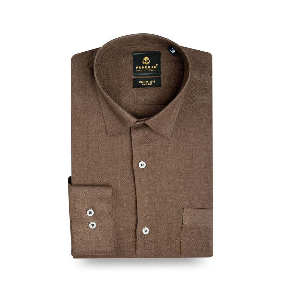 Coffee Brown 60Lea Pure Linen Shirt For Men - Punekar Cotton