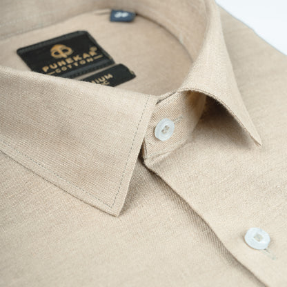 Beige Color 60Lea Pure Linen Shirt For Men