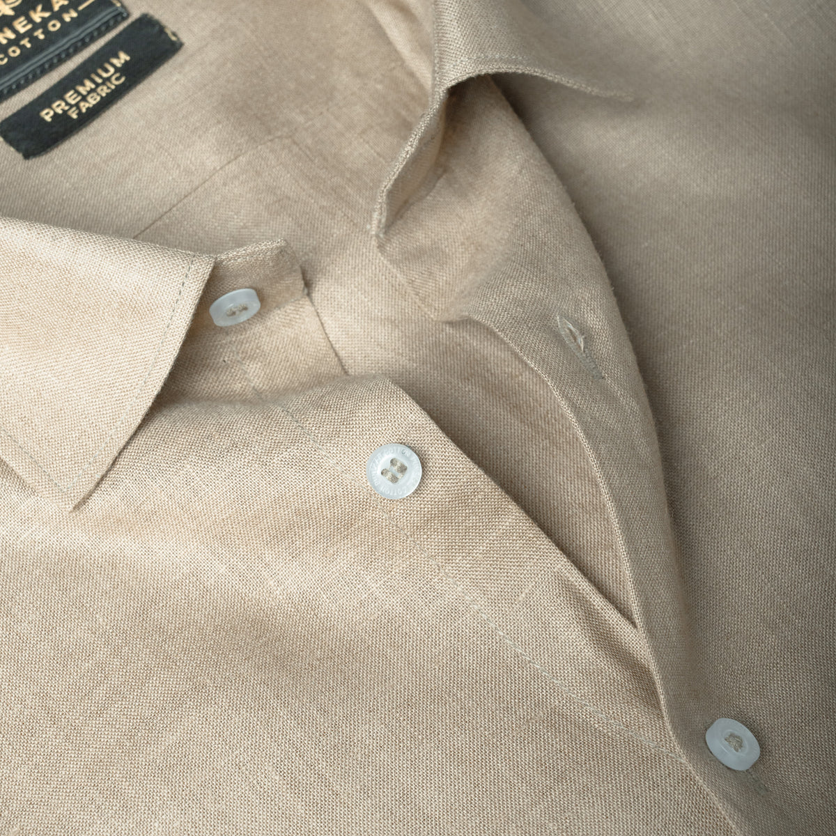 Beige Color 60Lea Pure Linen Shirt For Men