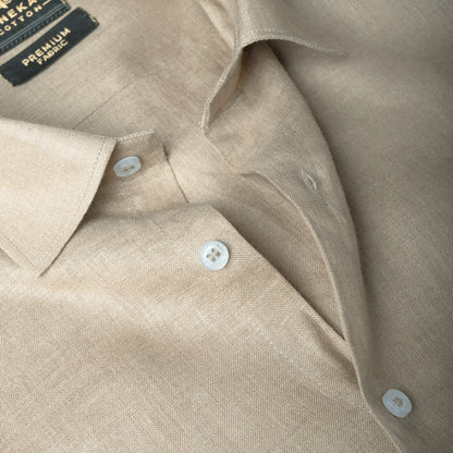 Beige Color 60Lea Pure Linen Shirt For Men