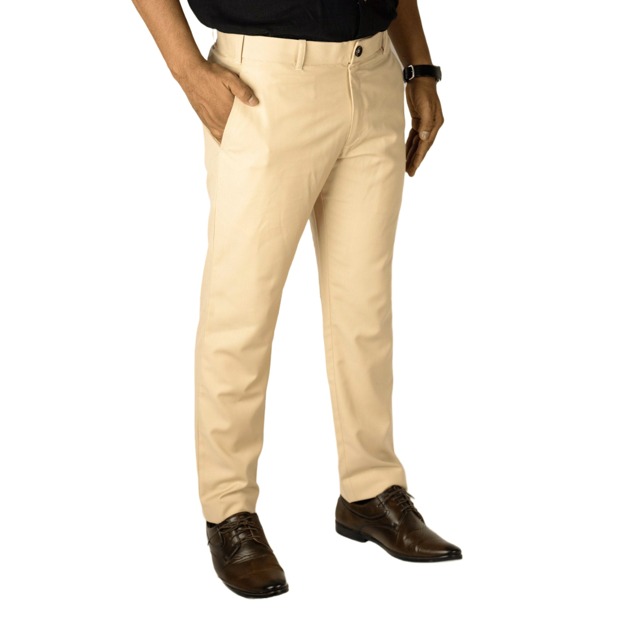 Cream Color blend cotton pant for men - Punekar Cotton