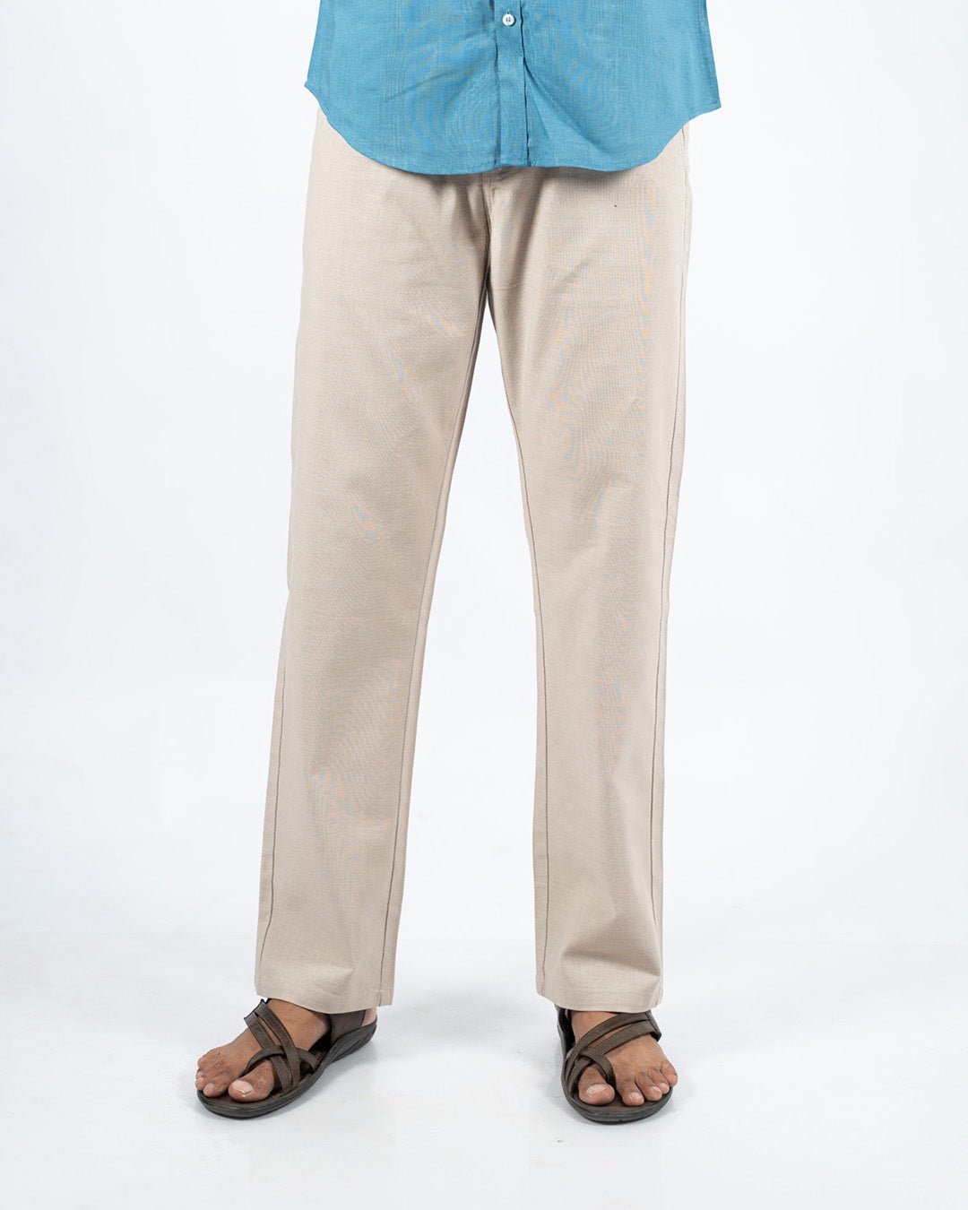 Cream Everyday Cotton Linen Straight-Fit Pants for Men - Punekar Cotton