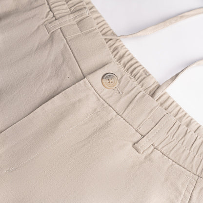 Cream Everyday Cotton Linen Straight-Fit Pants for Men - Punekar Cotton