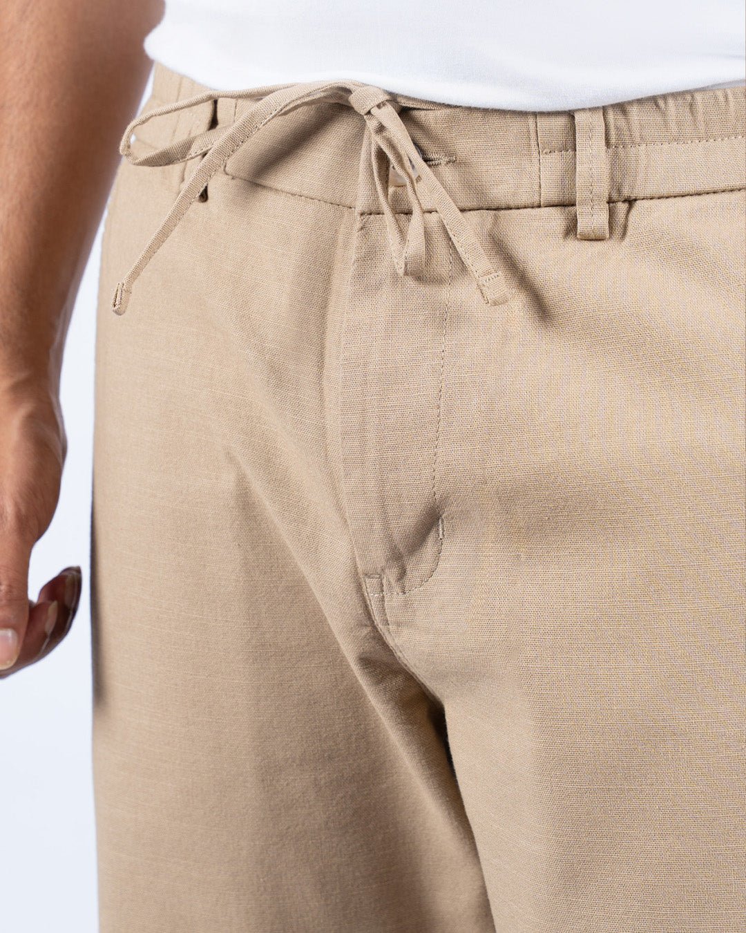 Dark Beige Everyday Cotton Linen Straight-Fit Pants for Men - Punekar Cotton
