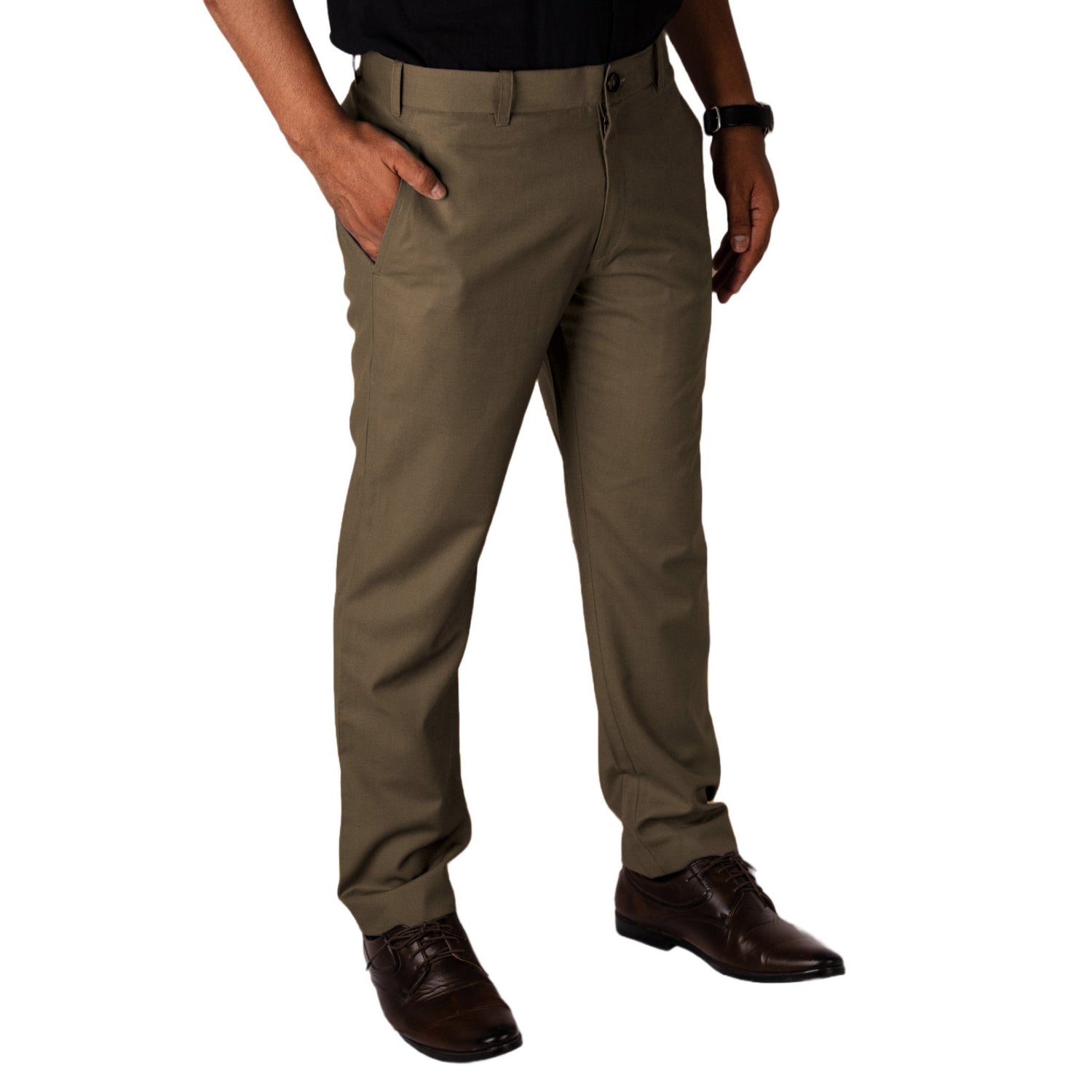 Dark Brown Color blend cotton pant for men - Punekar Cotton