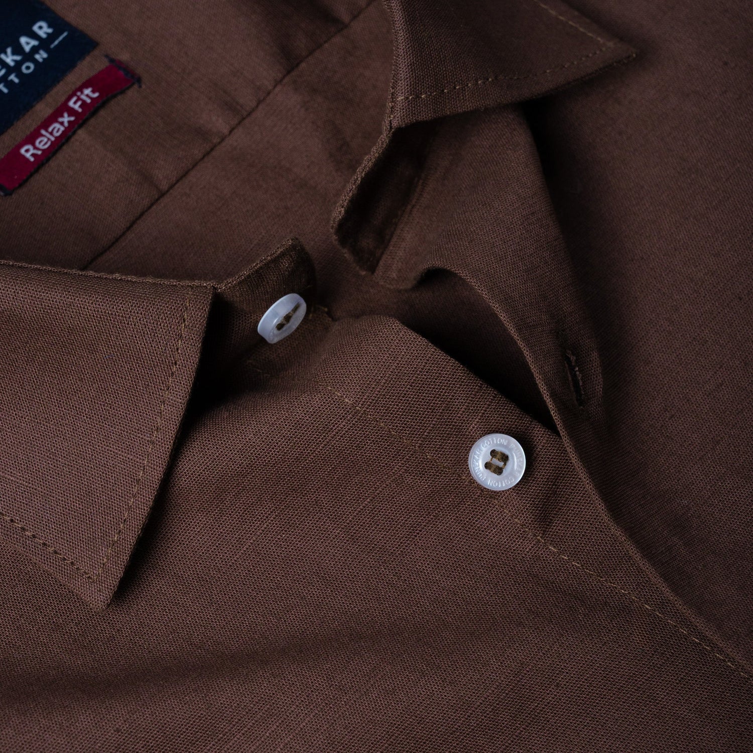 Dark Brown Color Solid Cotton Linen Shirt For Men - Punekar Cotton
