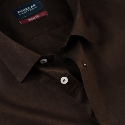 Dark Brown Color Solid Pure Cotton For Men - Punekar Cotton