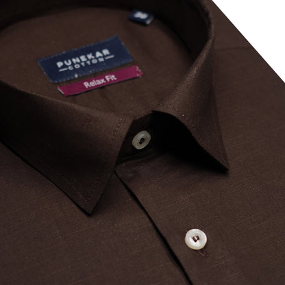 Dark Brown Color Solid Pure Cotton For Men - Punekar Cotton