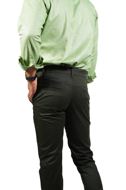 Dark Green Color Cotton Trouser Pants for Men - Punekar Cotton