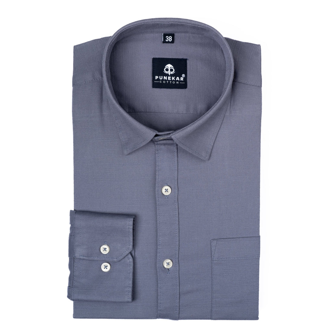 Dark Grey Color Cotton Linen Shirt For Men - Punekar Cotton