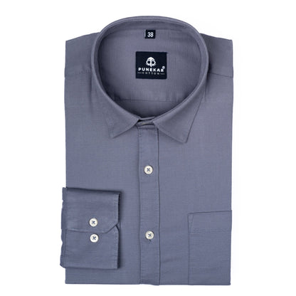 Dark Grey Color Cotton Linen Shirt For Men - Punekar Cotton