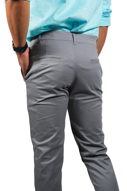 Dark Grey Color Cotton Trouser Pants for Men - Punekar Cotton