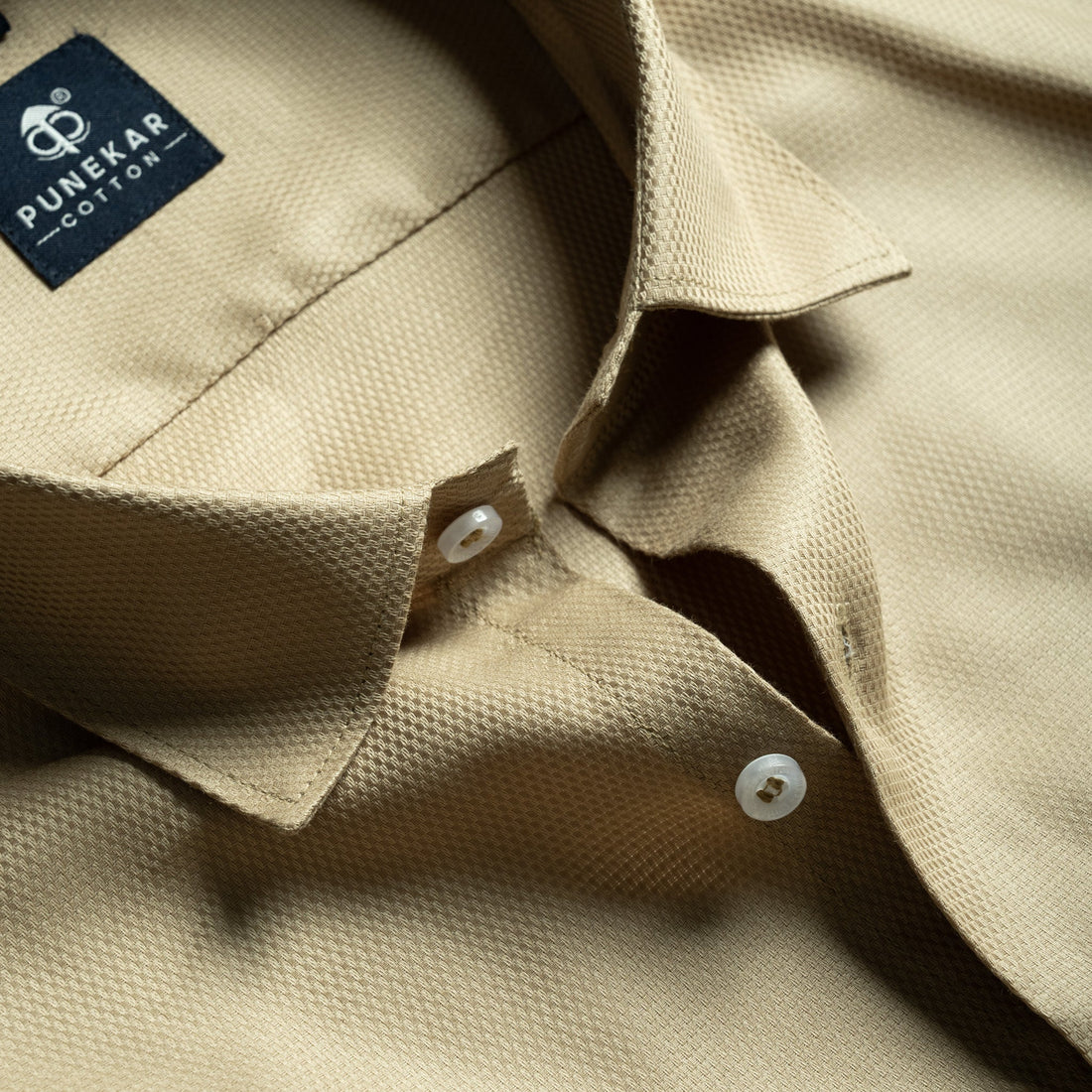 Desert Sand Softweave Cotton Tencel Textured Shirt For Men - Punekar Cotton