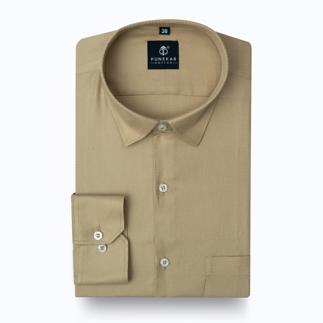 Desert Sand Softweave Cotton Tencel Textured Shirt For Men - Punekar Cotton