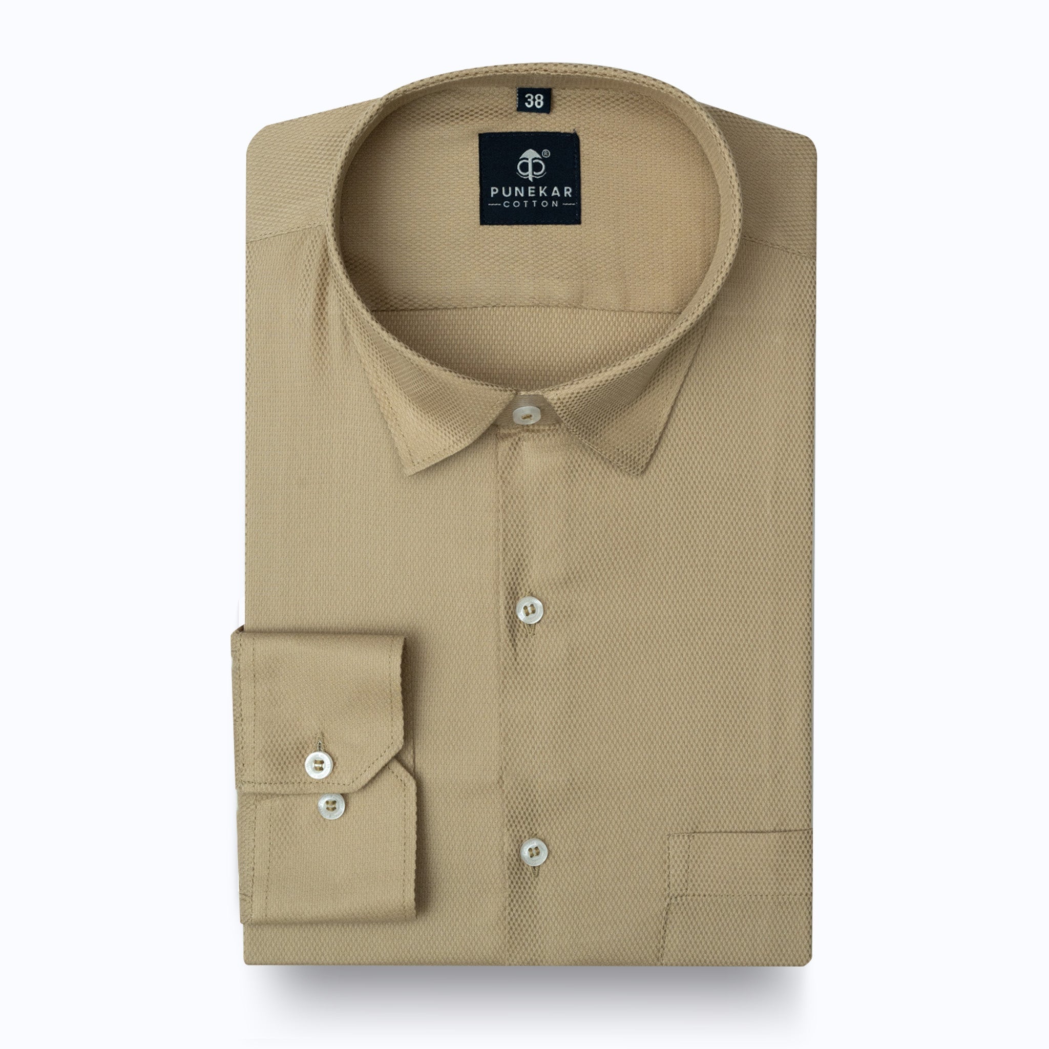 Desert Sand Softweave Cotton Tencel Textured Shirt For Men - Punekar Cotton