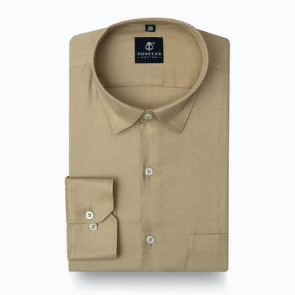 Desert Sand Softweave Cotton Tencel Textured Shirt For Men - Punekar Cotton