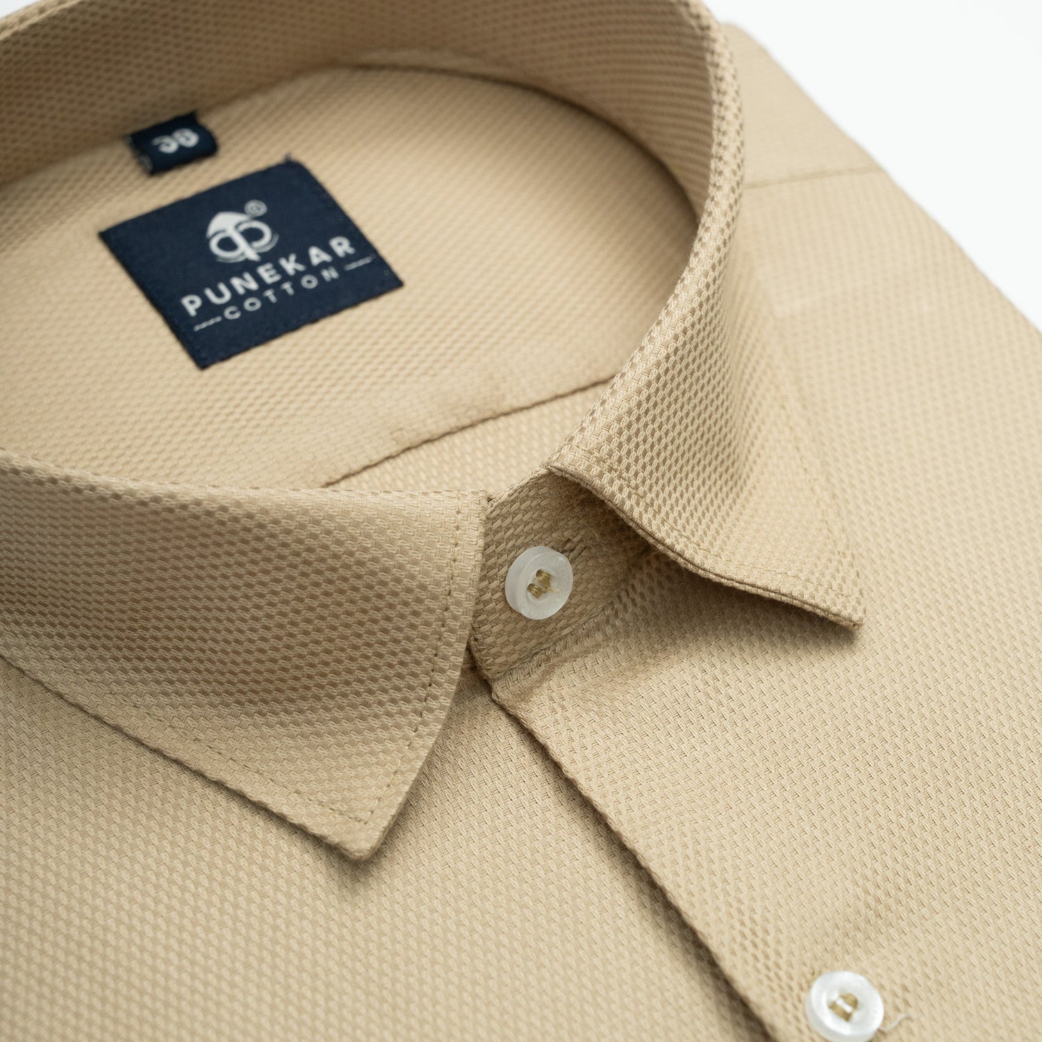 Desert Sand Softweave Cotton Tencel Textured Shirt For Men - Punekar Cotton