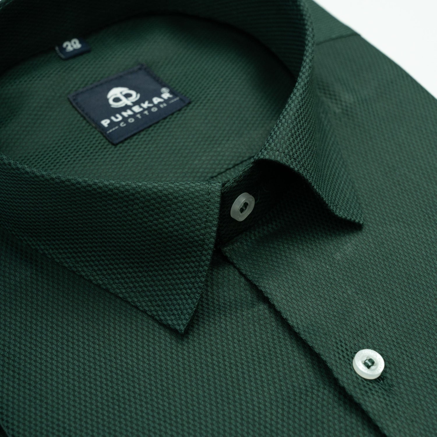 Emerald Green Softweave Cotton Tencel Textured Shirt For Men - Punekar Cotton
