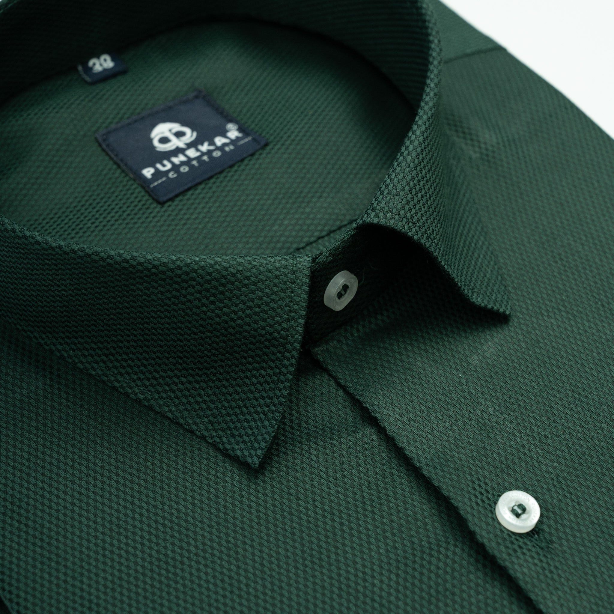 Emerald Green Softweave Cotton Tencel Textured Shirt For Men - Punekar Cotton