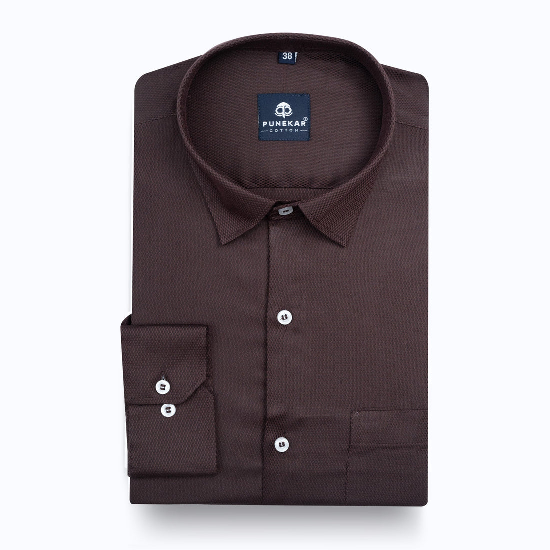 Espresso Brown Softweave Cotton Tencel Textured Shirt For Men - Punekar Cotton