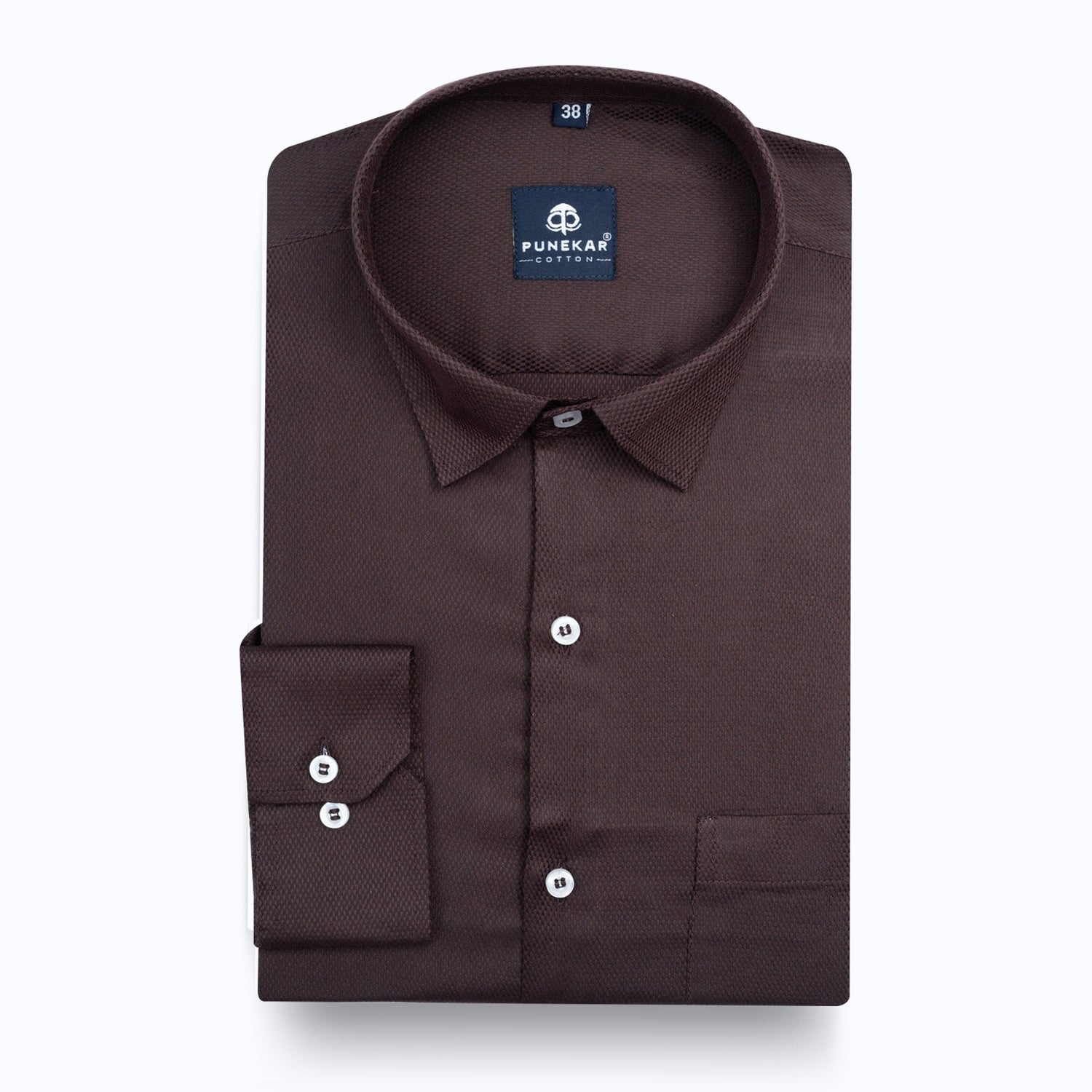 Espresso Brown Softweave Cotton Tencel Textured Shirt For Men - Punekar Cotton