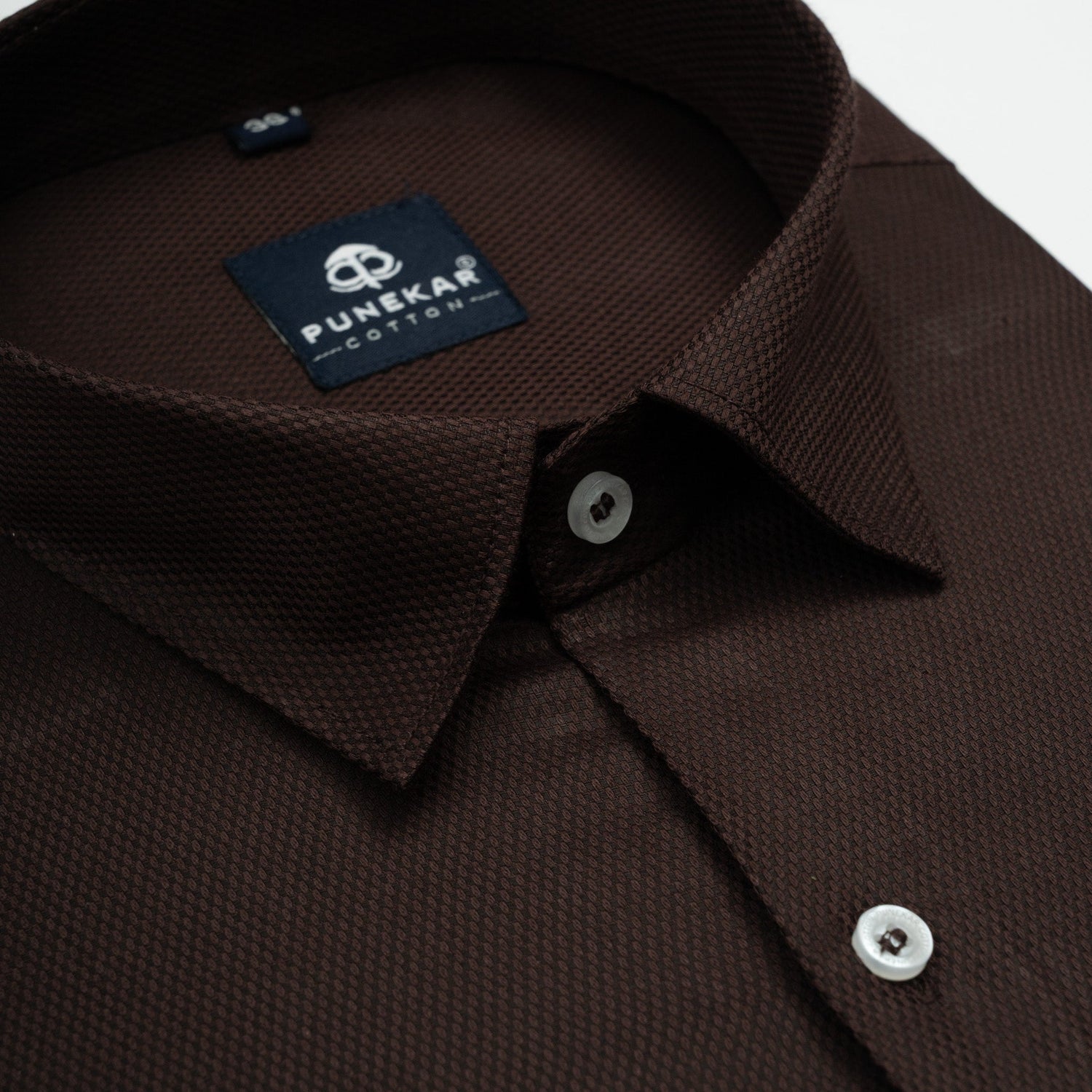 Espresso Brown Softweave Cotton Tencel Textured Shirt For Men - Punekar Cotton