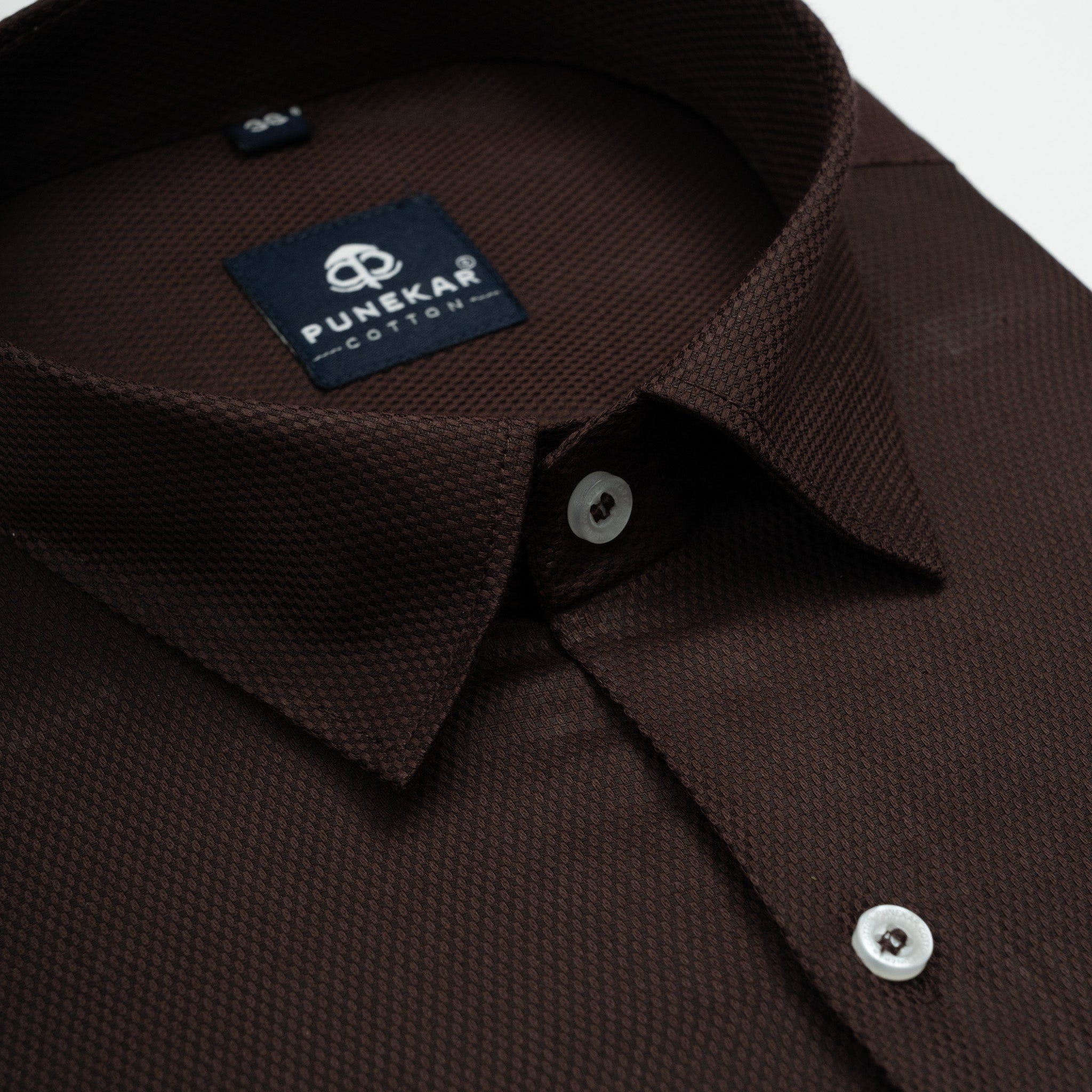 Espresso Brown Softweave Cotton Tencel Textured Shirt For Men - Punekar Cotton