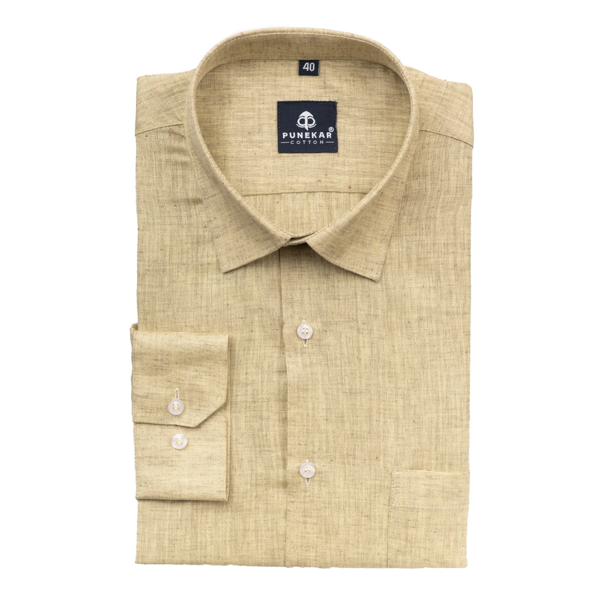 Font Color Poly Cotton Shirt For Men - Punekar Cotton