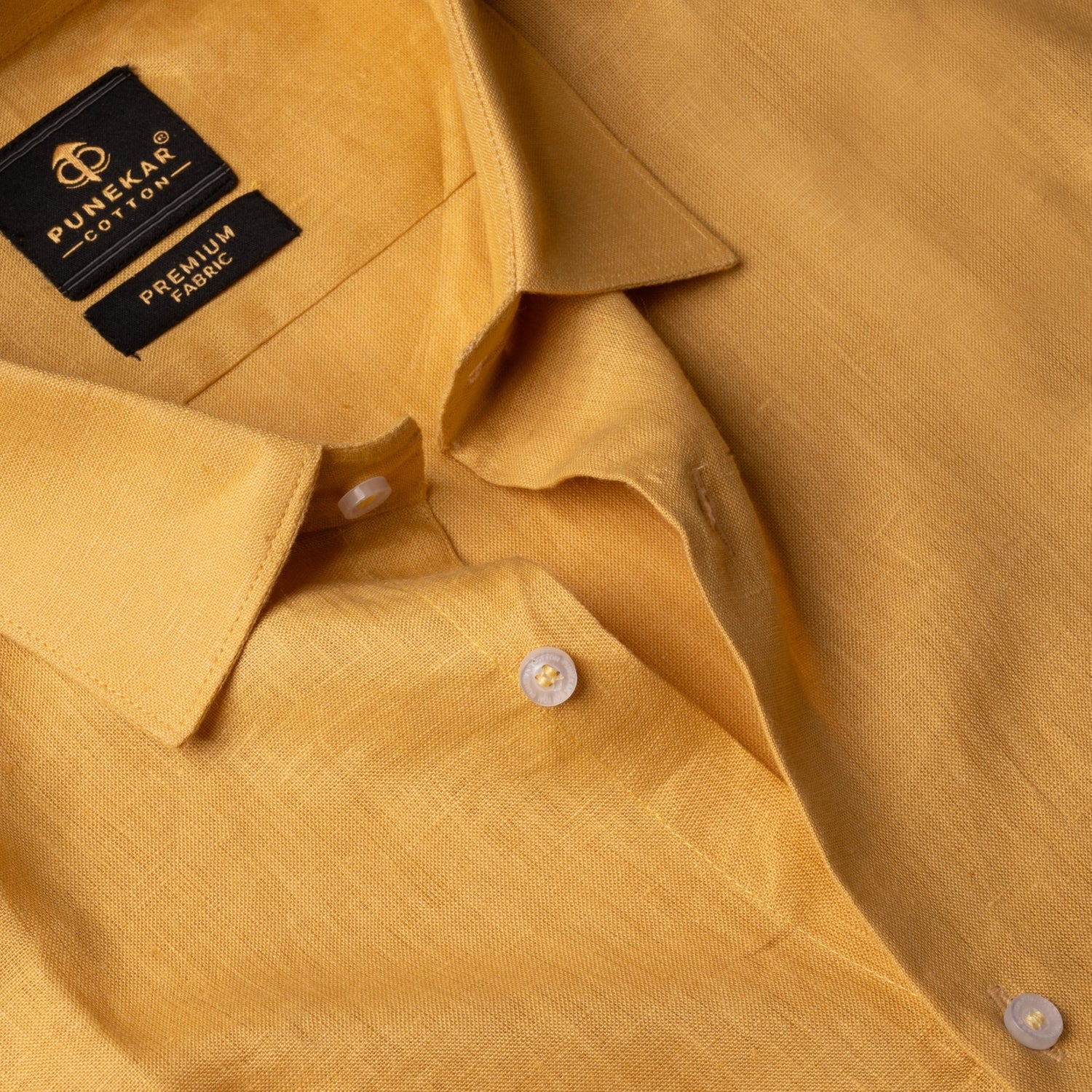 Golden Color Prime Linen Shirt For Men - Punekar Cotton