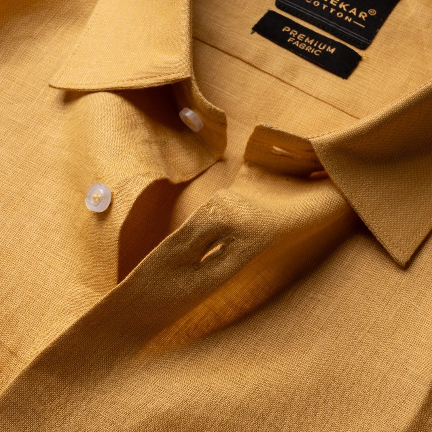 Golden Color Prime Linen Shirt For Men - Punekar Cotton