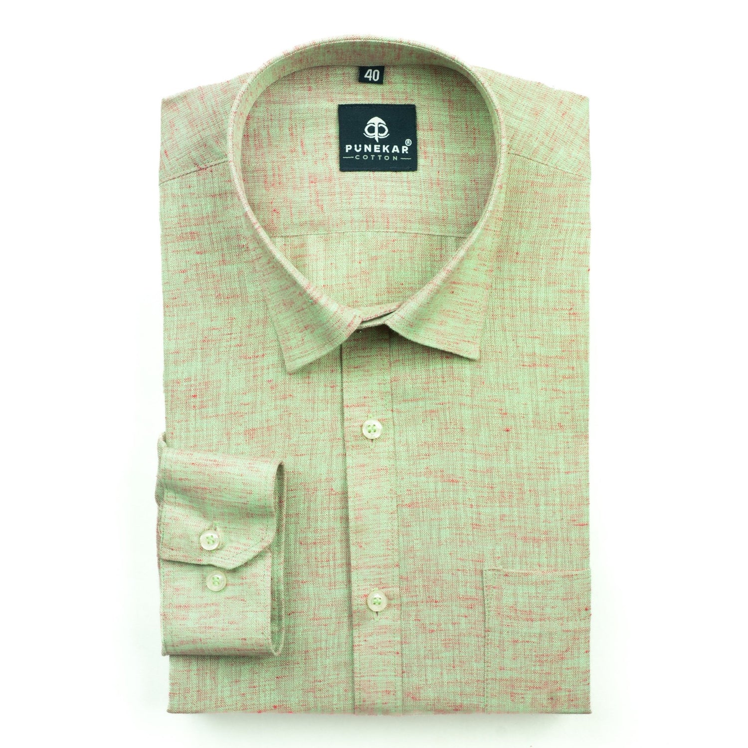 Green Pink Color Poly Cotton Shirt For Men - Punekar Cotton