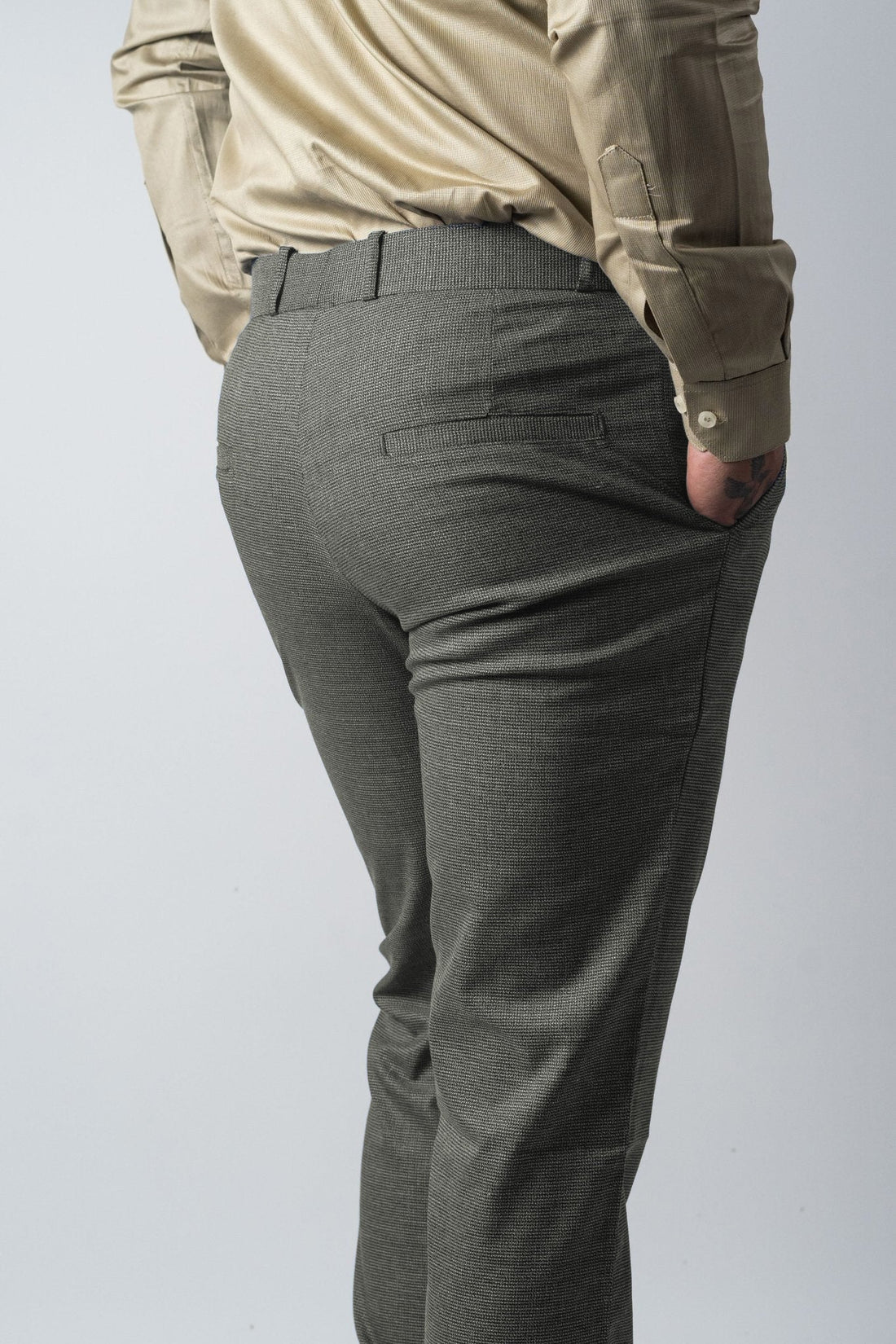 Grey Color Dual Texture Blend Cotton Pant for Men - Punekar Cotton