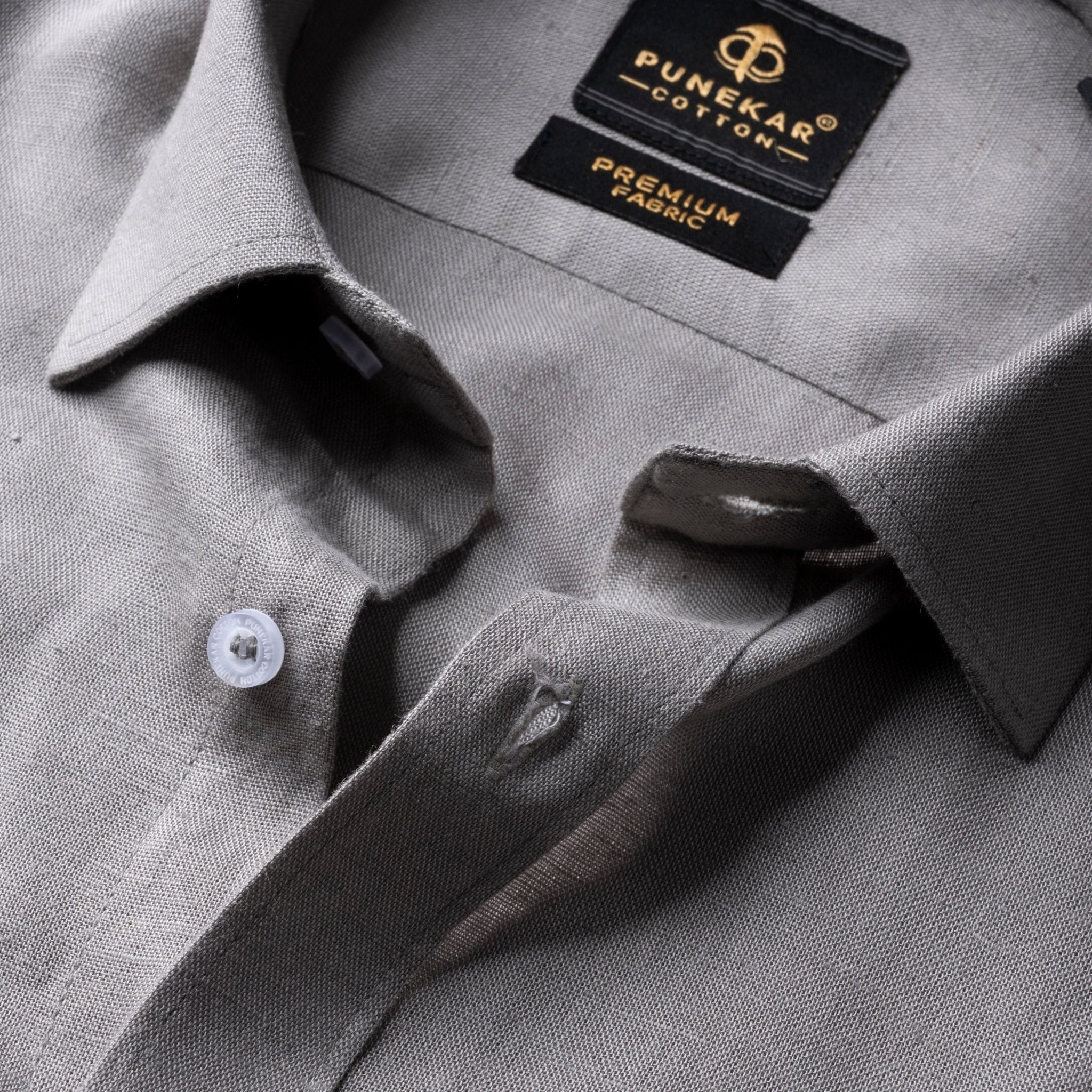 Grey Color Prime Linen Shirt For Men - Punekar Cotton