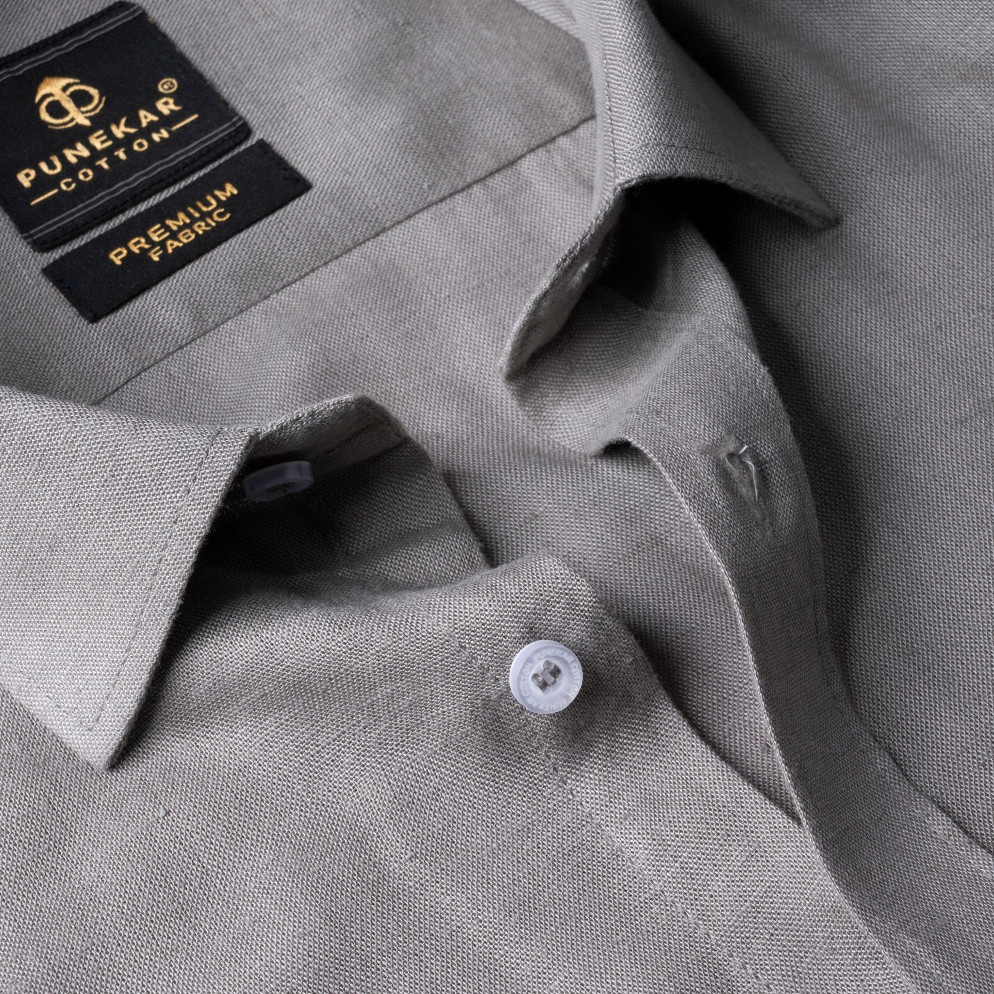 Grey Color Prime Linen Shirt For Men - Punekar Cotton